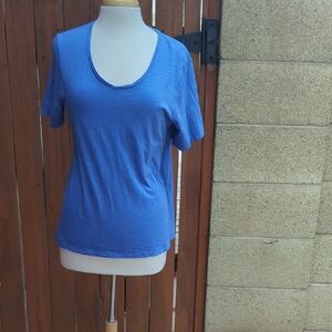 Chico's Blue Scoop Neck Short Sleeve Tee
